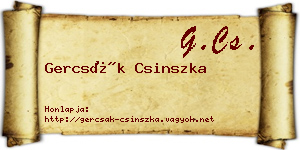 Gercsák Csinszka névjegykártya